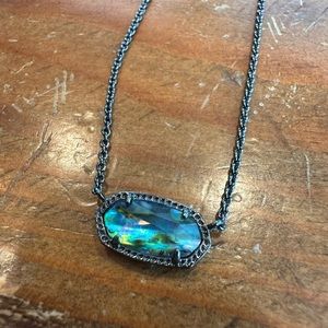 Kendra Scott Elisa gunmetal and abalone necklace